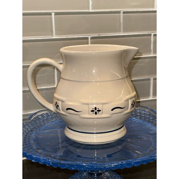 Vintage Longaberger Woven Traditions Classic Blue 1QT. Pitcher-Reversed Stamped
